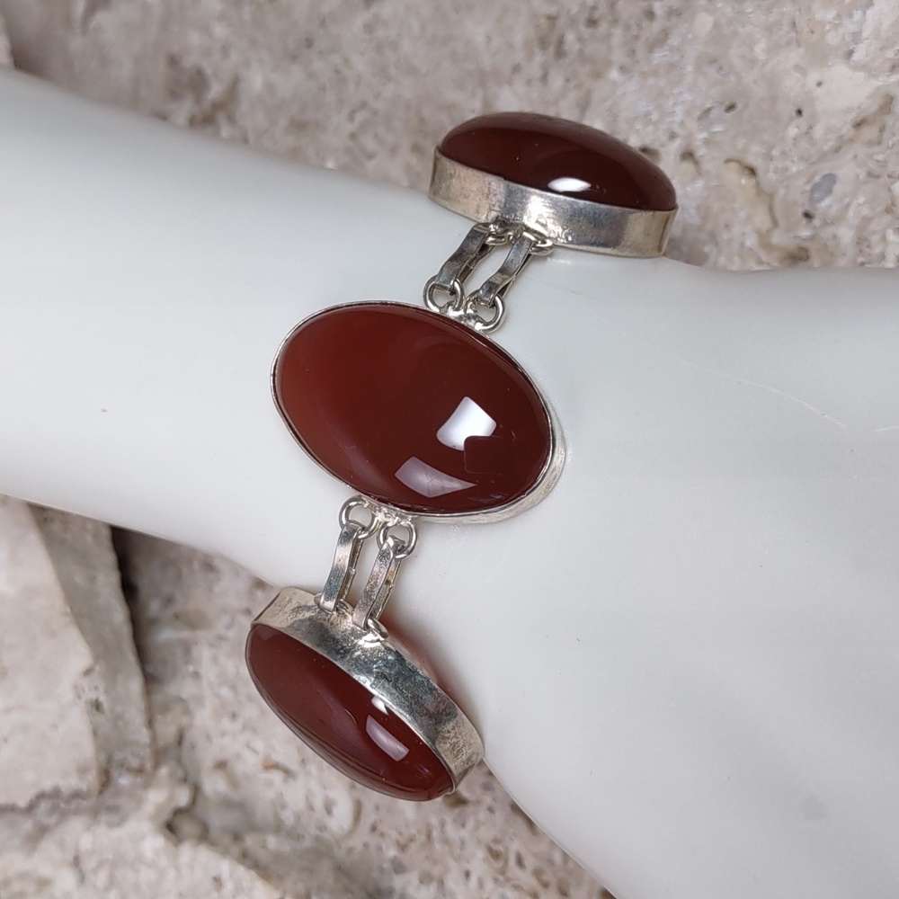 Artisan Crafted Carnelian/Sterling Silver Overlay Bracelet
